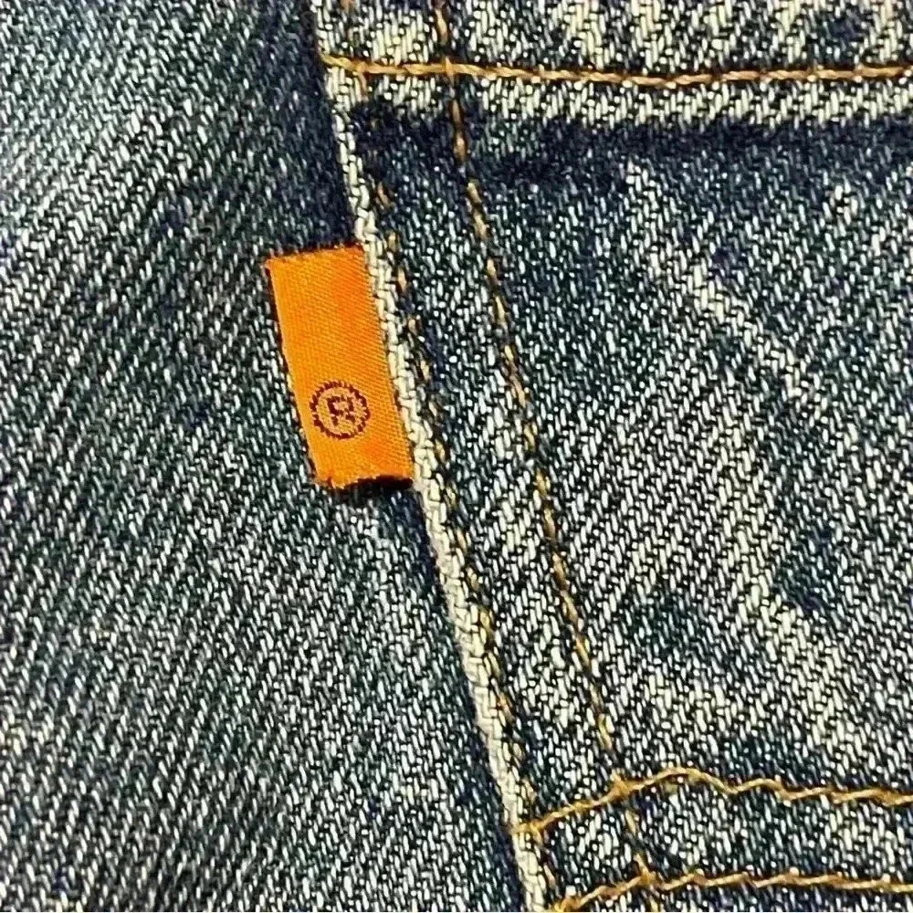 Vintage LEVI'S 505 blue Blank ORANGE TAB pure cotton made USA Jeans 36x30